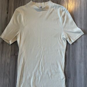 Women’s long mock neck t-shirt- cream